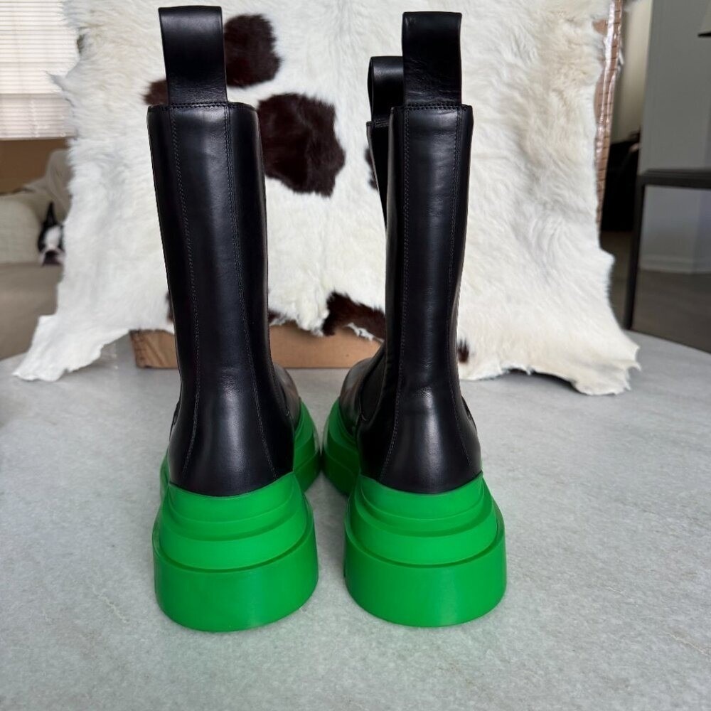 Bottega Veneta 630284 Military Calf Black Leather BV Green & Black Tire Boot, 45 - Picture 7 of 11